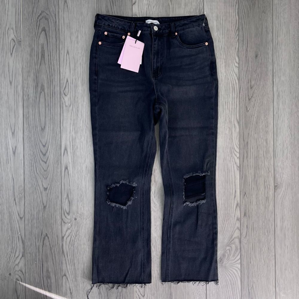 Avec Les Filles Women Size 29 Black Distressed Kick Flare Denim Cotton NEW Jeans - Picture 7 of 12